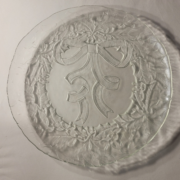 Other - Glass Christmas Ribbon Platter
